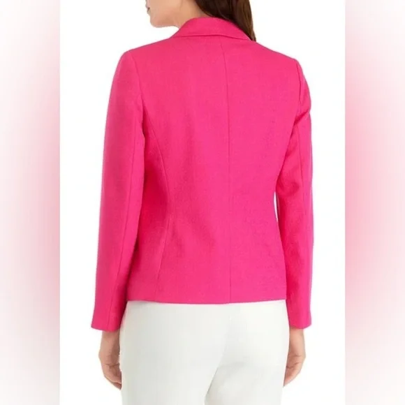 Kasper Faux Double Breasted Vibrant Pink Blazer Size 14 NWT Pink Perfection - Picture 2 of 11